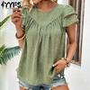 Women's Fashion Casual Short Sleeve O-Neck Blouses & Shirts