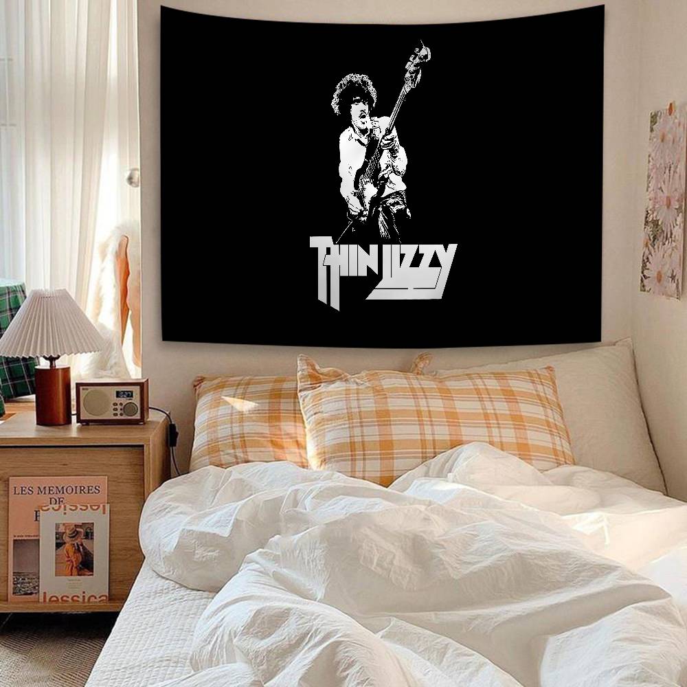 Тканевое панно Rock Band Thin Lizzy Аниме Цветочный ковер в стиле хиппи Декор для общежития Дешевый настенный декор в стиле хиппи
