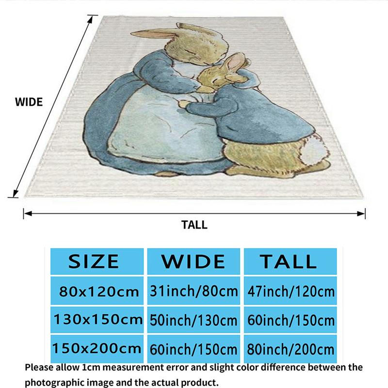 Tale Peter Rabbit Print Flannel Blanket, High quality Comfortable for All Seasons, Home Decor, Warmth and Comfort, Perfect for Christmas Gifts