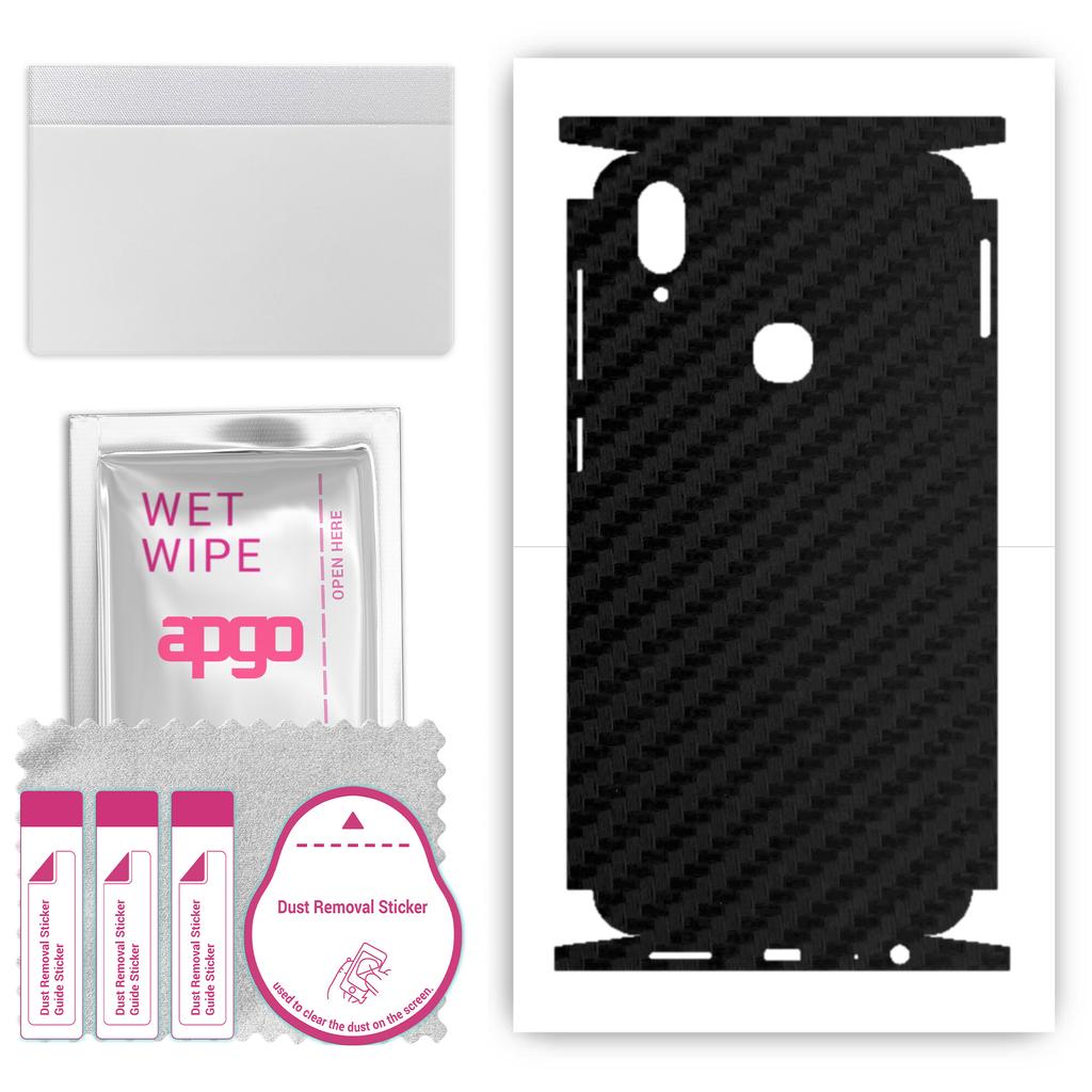 apgo Protective Skin Sticker for the Back+sides Compatible with Vivo Z3, Full Wrap Film, Foil, Vinyl - Pattern Carbon Black