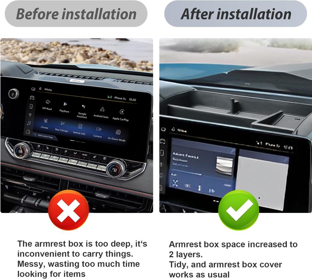 Center Console Dashboard Tray for 2025 2025 Chevy Colorado Armrest Storage Organizer Dash Board Car Insert Box ABS  Accessories