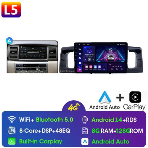 2Din Android14 для Toyota Corolla E120 E130 2000-2004 Автомобильный Радио Мультимедиа Видео Плеер GPS Навигация Carplay Стерео Автомагнитола