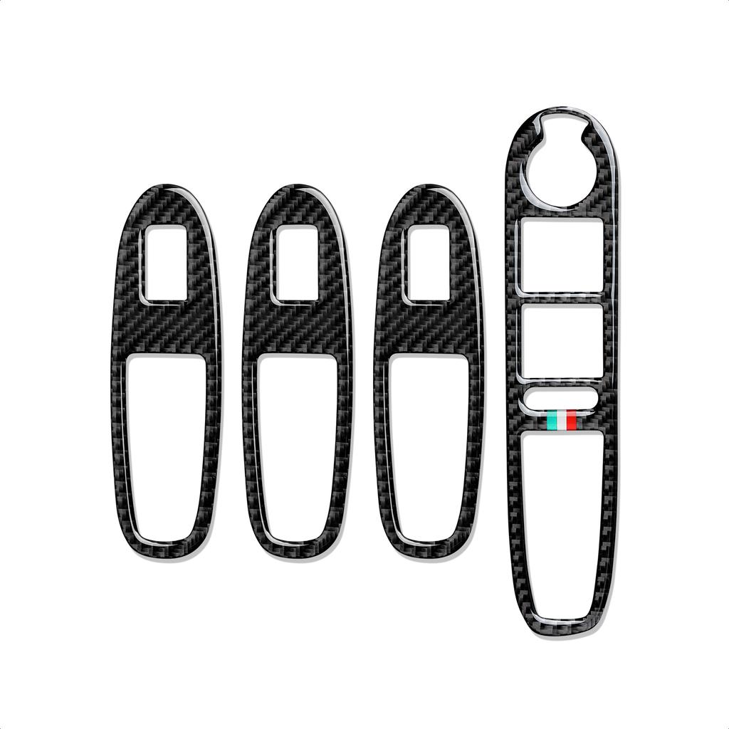 Car Window Switch Stickers Carbon Fiber Trim For Compatible with Alfa Romeo 159 2004-2011