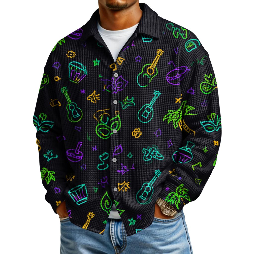 Мужская повседневная рубашка с длинным рукавом на пуговицах