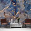 Blue Marble Wall Mural Marble Ink Wallpaper Abstract Art Gold Wall Mural Suitable for Living Room, Bedroom, Office Home Decor Wallpaper