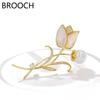 Retro Tulip Pearl Brooch - Elegant Pin Scarf Buckle for Women