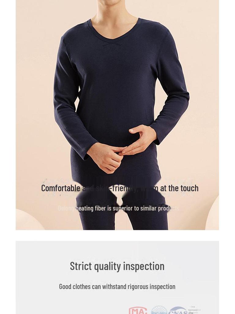 Men's German Velvet Thermal Underwear: Double-Sided Sanded, Thick, Round Neck, Autumn/Winter Base Layer Top