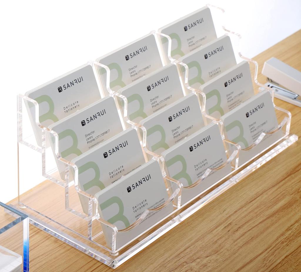 Акриловая визитная карточка SANRUI 3 4 Большая вмещает 600 карточек Подставка, держатель, держатель, горизонтальный, колонки, ярусы, вместимость, прибл.