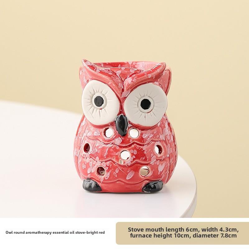 Керамическая аромалампа с прорезями, комнатная лампа для ароматерапии со свечой, ретро бытовая аромалампа, лампа для эфирного масла в виде совы для спальни