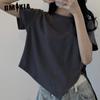 Ayollar uchun moda kundalik qisqa yengli O-bo'yin futbolka va top