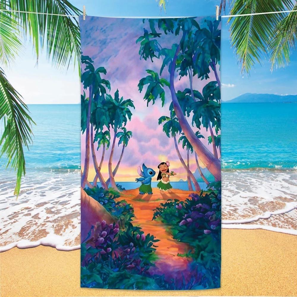Western Anime Pattern Soft Thick Microfiber Large Towel For Children Beach Swimming