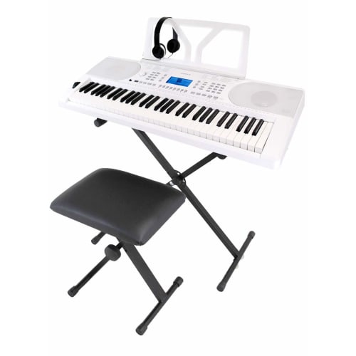ONETONE One-Tone Electronic Keyboard, 61 Keys, Beginner's Set with Pitch Bend, Japanese Language, OTK-61S/WH (Includes Music Rest, Power Adapter, Stan