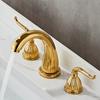 Антикварные латунные смесители для раковины Классический смеситель для раковины в ванной Двойные крестообразные ручки 3 отверстия Смесители для раковины Золото Смесители Черный