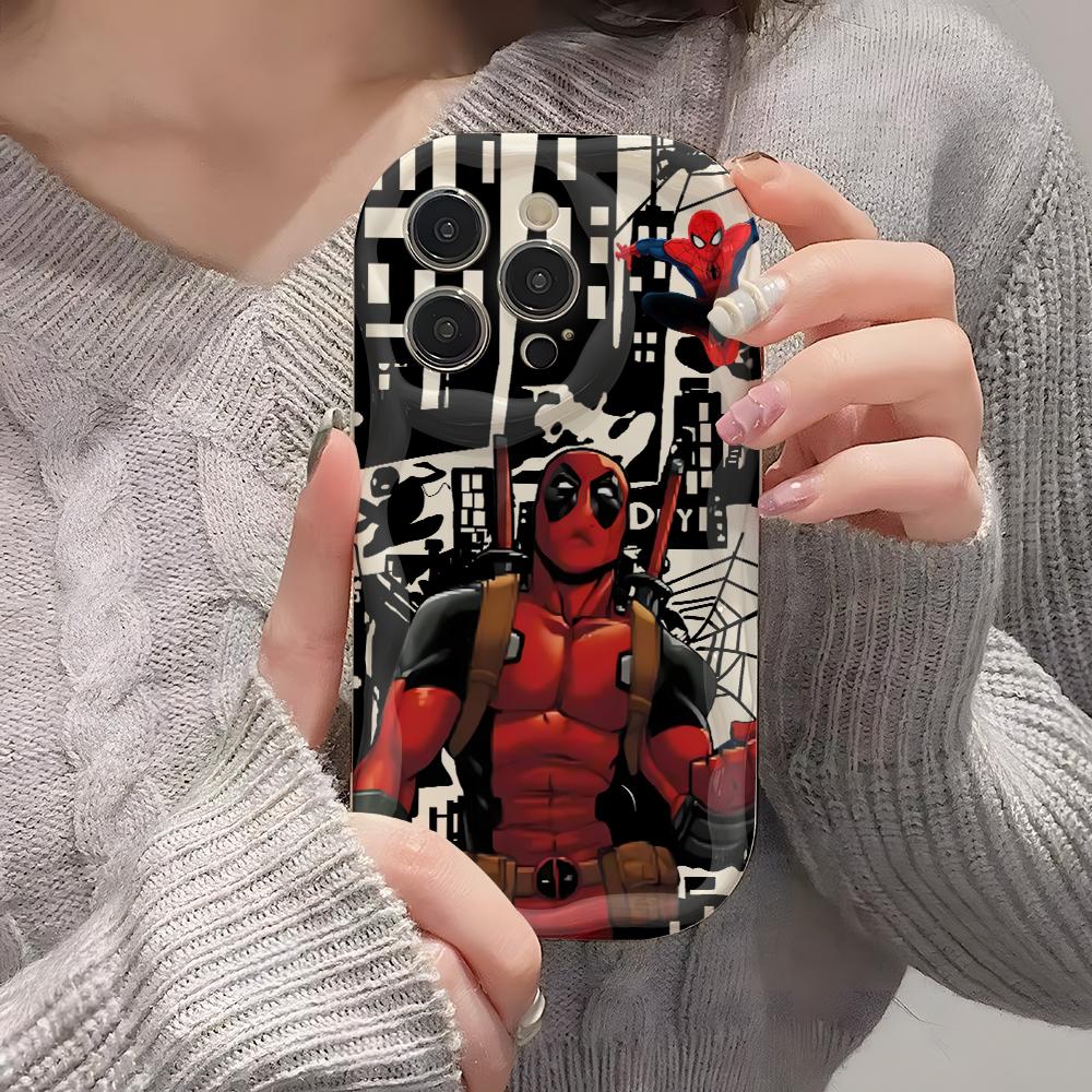 Funny D-Deadpools Phone Case for iPhone 17 Air 16 16e 15 14 Plus 13 12 11 Pro Max X Xs XR 8 3D Wave Soft Cover