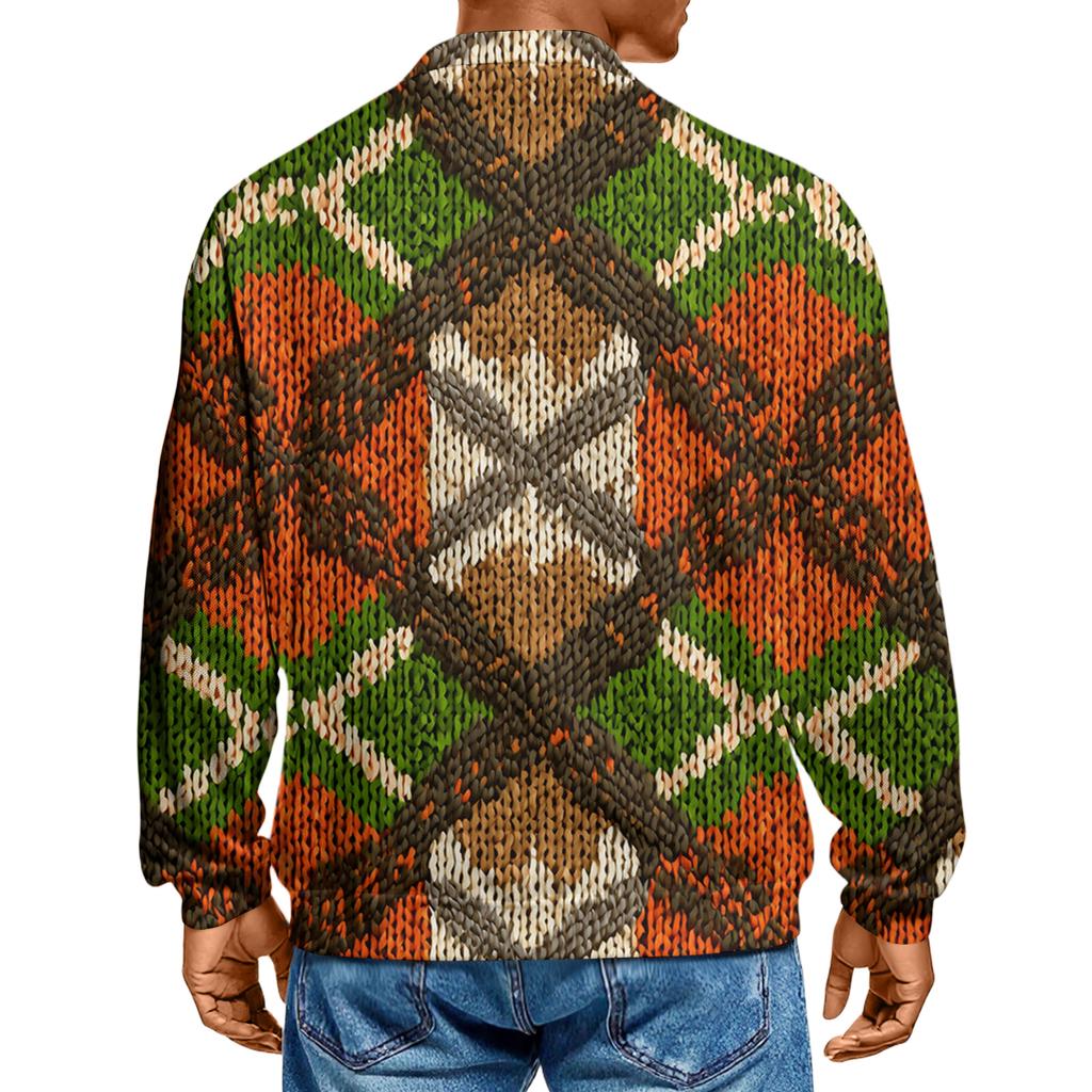 Men's Casual Collared Long-Sleeve Knit Base Layer Top