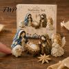 Festive Fabric Crafting Supplies Nativity Scene Patchwork DIY Kit, Sewing Handmade Art Project Religious Quilted Craft Set for Home Christmas