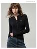 Women's Brushed Button Henley Long Sleeve T-Shirt - Autumn 2025 Print Slim Base Layer Top