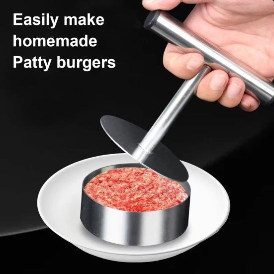 Burger Press Stainless Steel Burger Smasher Round Bacon Press Multifunctional Kitchen Tool for Beef Chicken Turkey