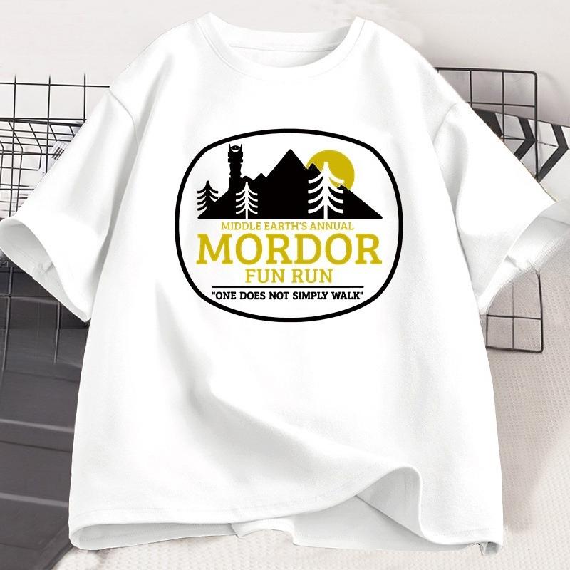 Middle Earths Annual Mordor Funny Run T Shirt Trendy Vintage Cotton Short Sleeve Harajuku Tshirt Oversized Unisexs Clothing Tops
