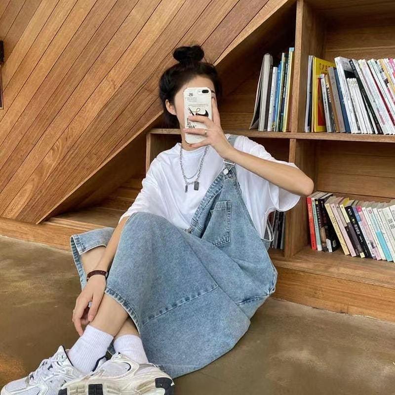 Spring Summer Denim Overall Dress Women Sleeveless Jeans Dresses Fashion Female Solid Slip Casual Loose Spaghetti Strap Dresses