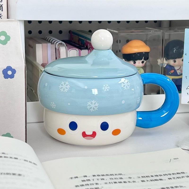 Cute Hat Ceramic Mug with Lid for Girls' Birthday Gifts Gift Box Set