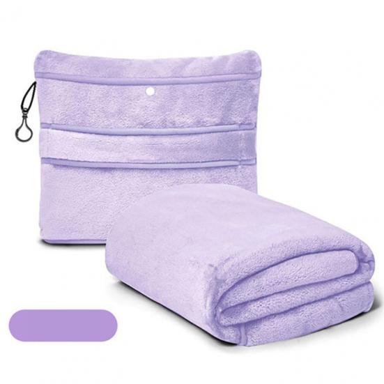 Дорожный плед из мягкого флиса 2-в-1, складная подушка-комбо, для перелетов, кемпинга, автомобильных поездок, подушка-плед для самолета с ремнем для багажа