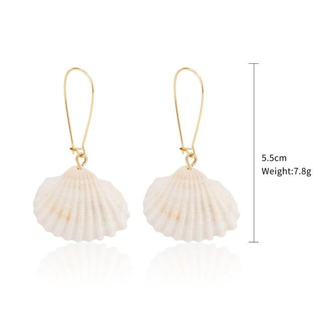 Bohemian White Shell Stud Earrings for Women Girls Cute Brincos Gold Dangle Earrings Fashion Jewelry Gifts for Girlfriend