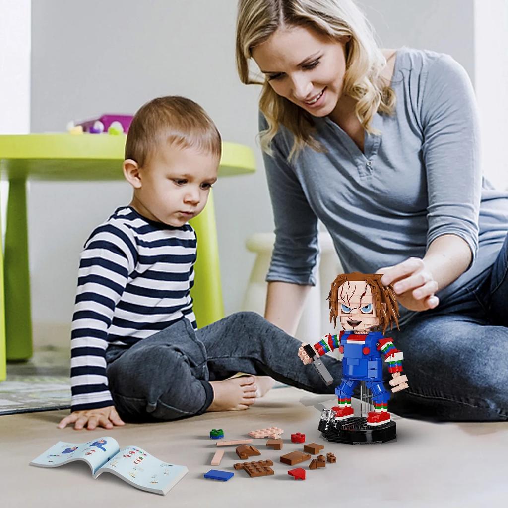 Набор строительных блоков Chucky Brickheadz из фильма «Детские игры», модель фигурок ужасов, игрушки для подарков на Хэллоуин(494 шт.)