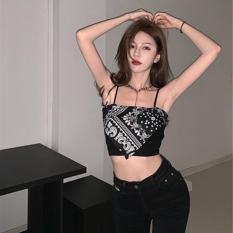 Женская майка-топ с принтом кешью и открытой спиной - летний топ-труба