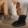 2024 New Winter Boots Women Shoes Thick Soled Cross Strap Snow Boots Antiskid Worm Cotton Plush Ankle Boots Fashion Botas Mujer