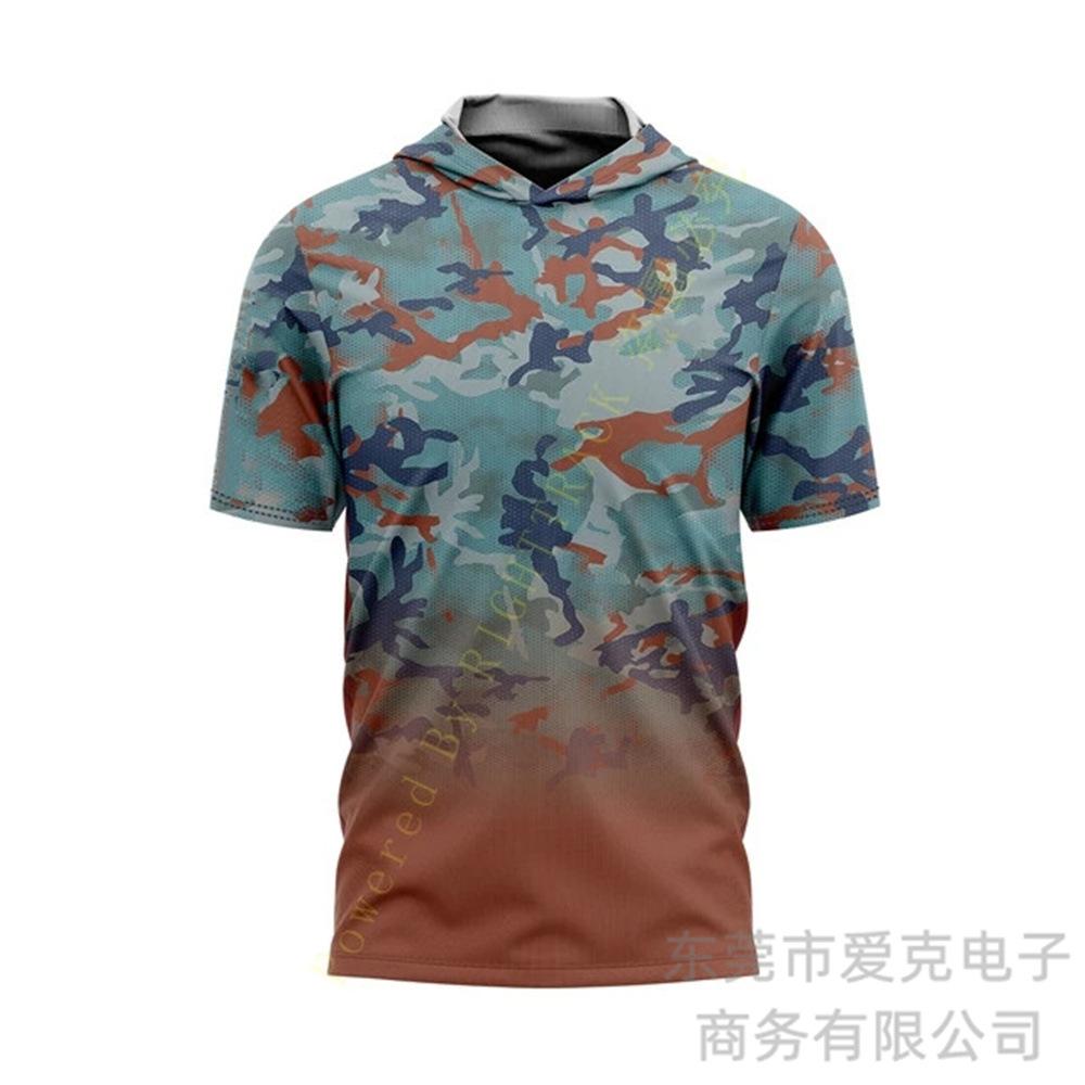 Fishing clothing Sunscreen quick-drying clothing Summer men's short-sleeved hooded outdoor sportswear Breathable Luya fishing shirt