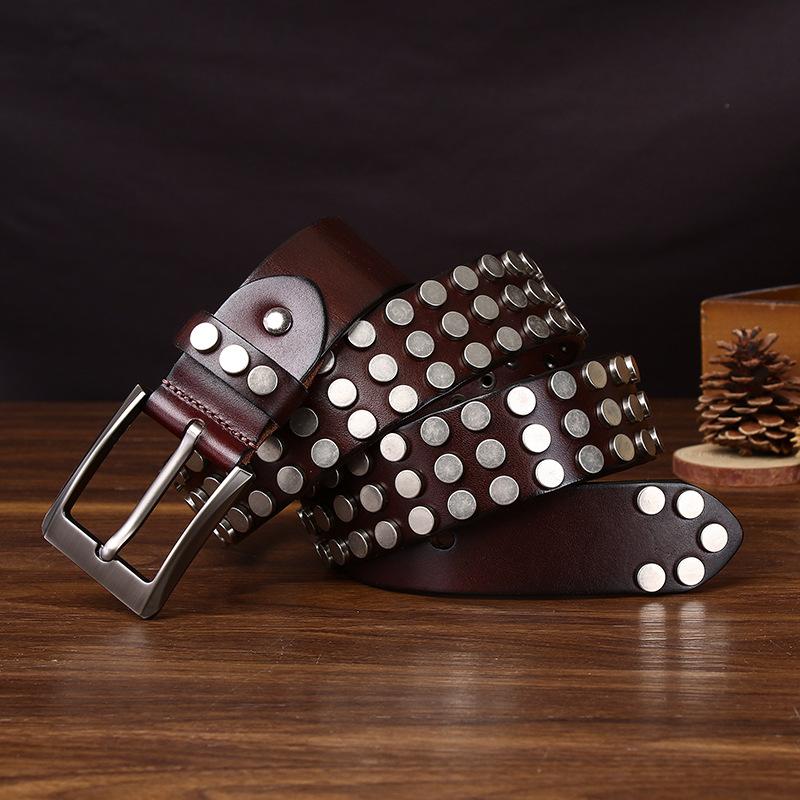 Leather Belts for Men Pin Buckle Belt New Men Rivet Genuine Leather Belt Ceinture Hommes Correa Masculino Width:3.8cm