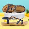 Retro Ladies Sandals Fashion Flowers Stitching Summer Rhinestone Shoes Elastic Band  Platform  Open Toe Outer Wear