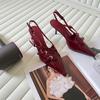 Мода Новая Летняя Модная Обувь Острый Носок Носок Носок Неглубокие Сандалии с Пряжкой Лакированная Кожа Блестящие Сандалии Женские Sandalias De Mujer