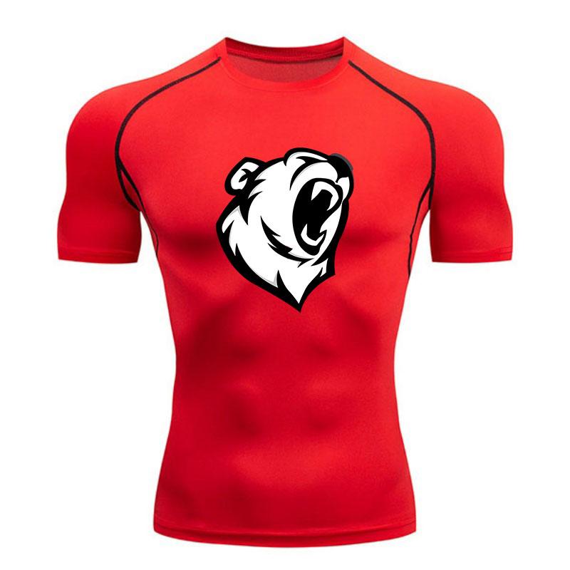 Men's Quick Dry Compression Athletic T-Shirt, Angry Bear Gra