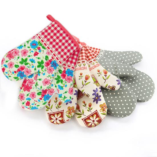 1Pc Dots Grids Print Oven Mitt Heat Resistant Protector Kitchen Holder Glove