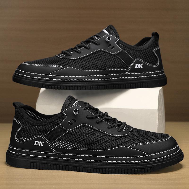 Модные летние мужские дышащие сетчатые туфли на плоской подошве, модные кроссовки для бега на мягкой подошве, мужские повседневные удобные открытые спортивные туфли