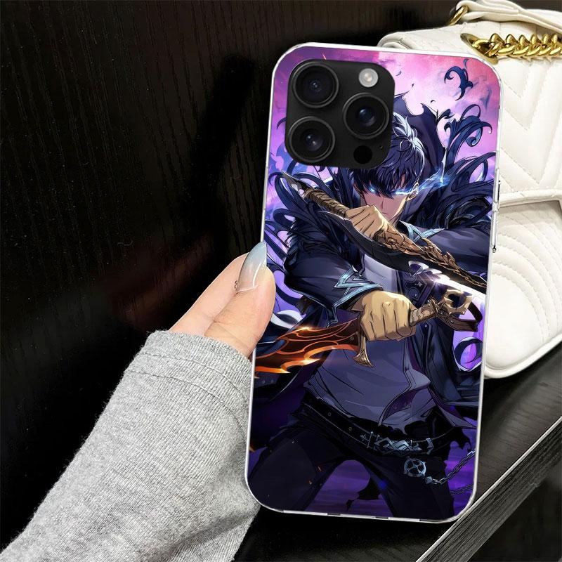 Аниме S-Solos L-Levelings Чехол для iPhone 17 Air 16 16E 15 14 11 Pro Max Мягкий чехол для телефона 12 13 Mini 7 SE 2020 8 Силиконовый Черный