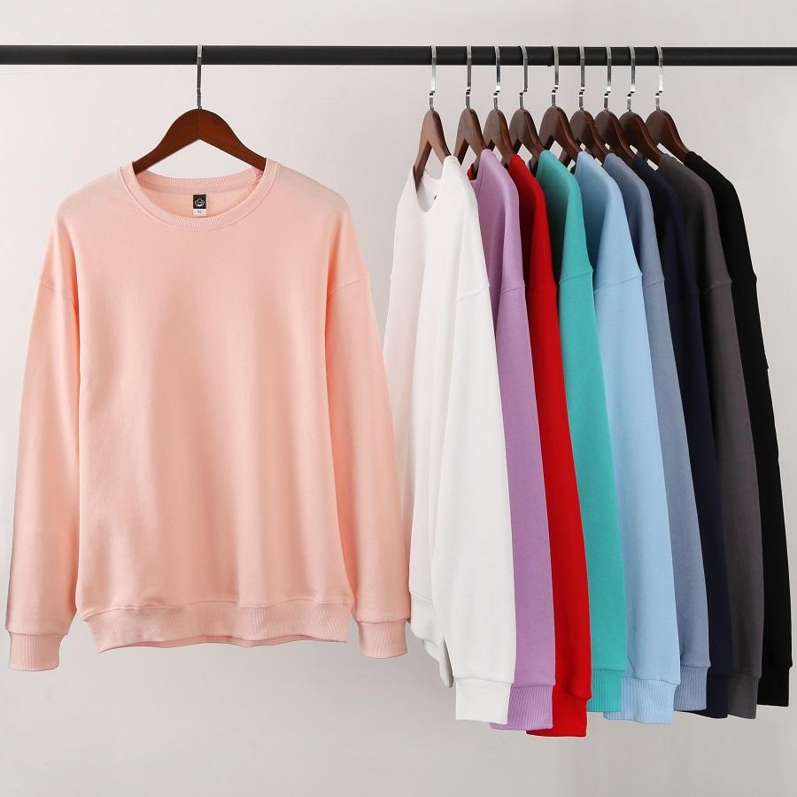 Men's Spring and Autumn Models Plus Size Thin Section of Solid Colour Round Neck Pullover Long-sleeved Casual Loose Sweater Underwear