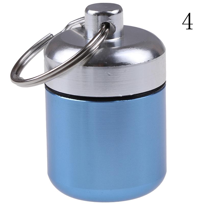 Mini Waterproof Aluminum Alloy Pill Box Case Bottle Holder Container Keychain