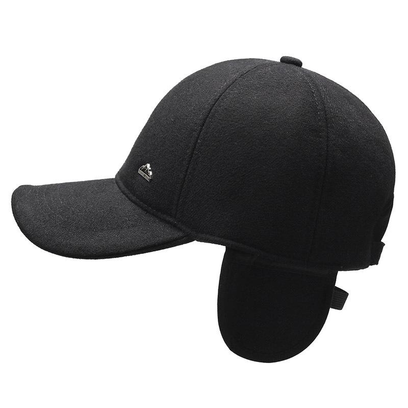 Теплая хлопковая шапка мужская ветрозащитная и морозостойкая шерстяная бейсболка модная универсальная кепка для спорта на открытом воздухе
