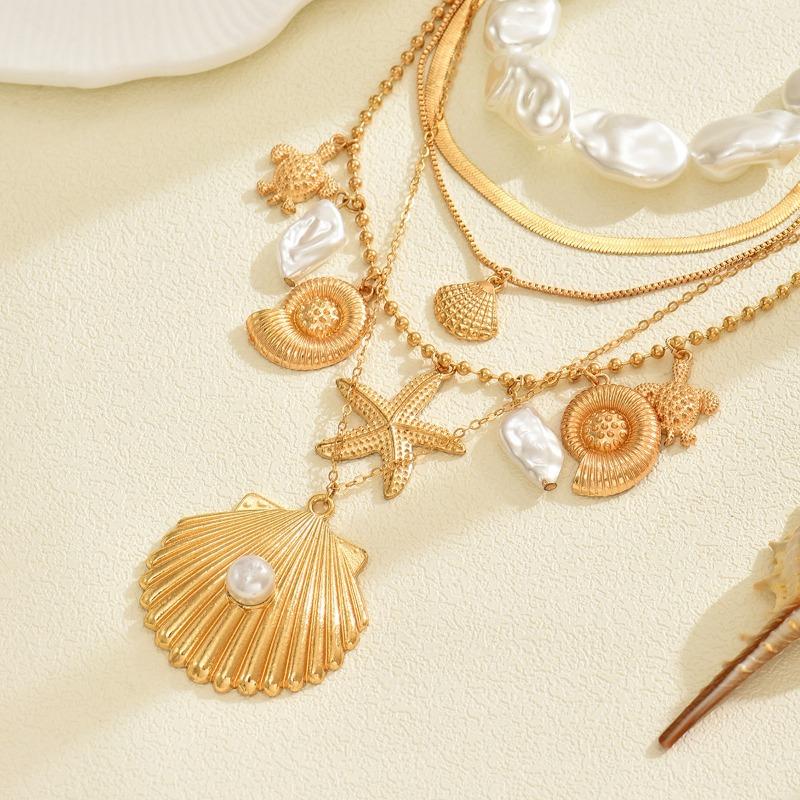 Pearl Necklace Bohemian Jewelry Light Luxury Niche Ocean Style Shell Pendant Women's Necklace