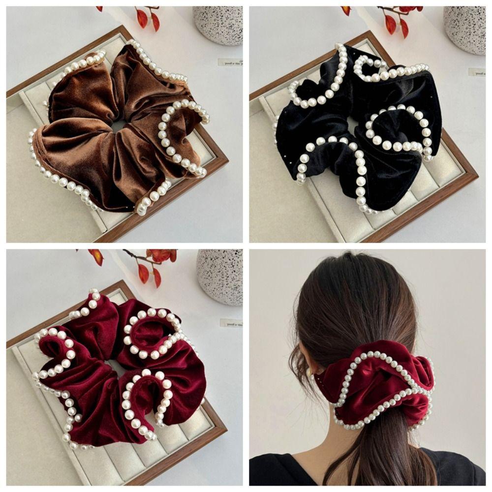 Резинка для волос Толстая кишка Резинка для волос Эластичная резинка для волос Жемчужная веревка для волос Бархатные резинки для волос Путешествия