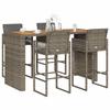 VidaXL 5-piece Garden Bar Set with Grey Cushions Poly Rattan 3328903