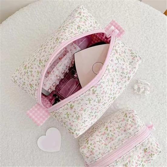 Косметичка Стильный дорожный органайзер для ухода за кожей с цветочным принтом, гладкая молния, легкий доступ, портативная модная косметичка