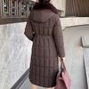 Detachable Sleeves Plus Size L-7XL Fashion Woman Winter Coats With Belt Big Faux Fur Collar Long Parkas Hooded Loose Thick Female Jackets