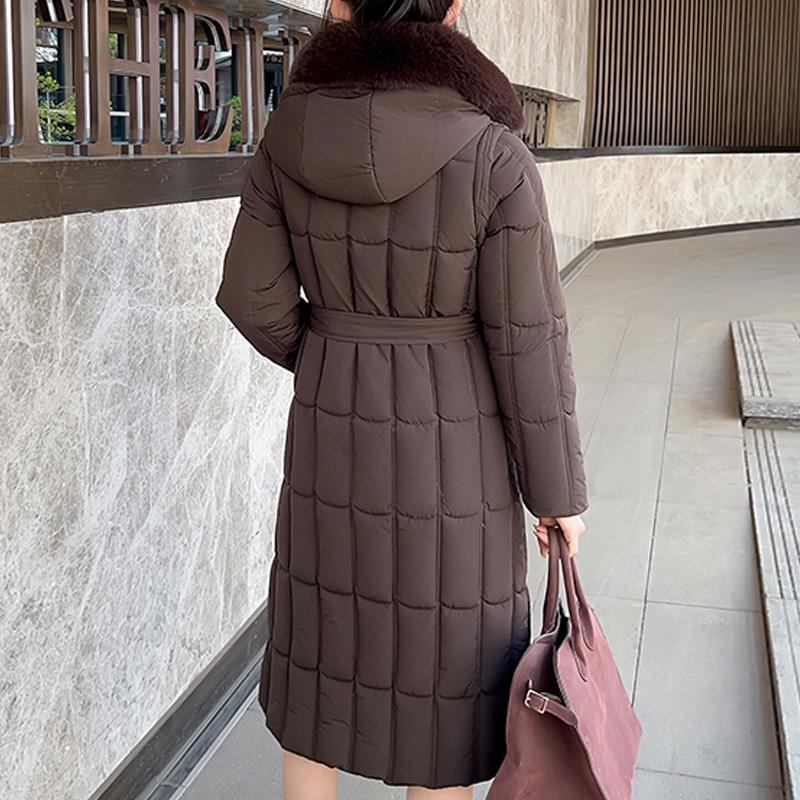 Detachable Sleeves Plus Size L-7XL Fashion Woman Winter Coats With Belt Big Faux Fur Collar Long Parkas Hooded Loose Thick Female Jackets