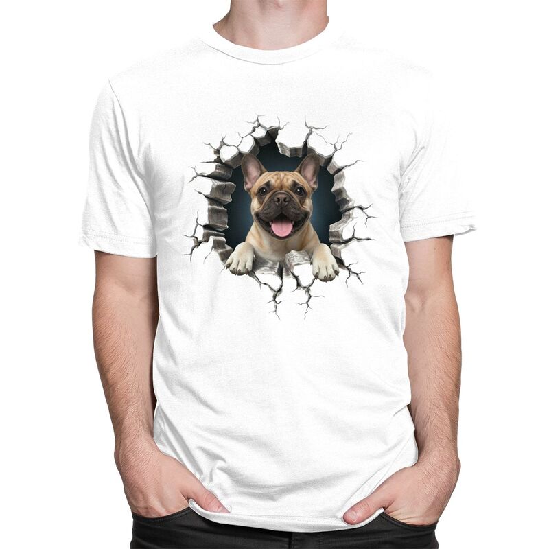 French Bulldog Wall Breaker T Shirt Men Short Sleeves 100 Cotton Tshirt Casual Frenchie Dog Lover Tee Tops Streetwear Tshirt