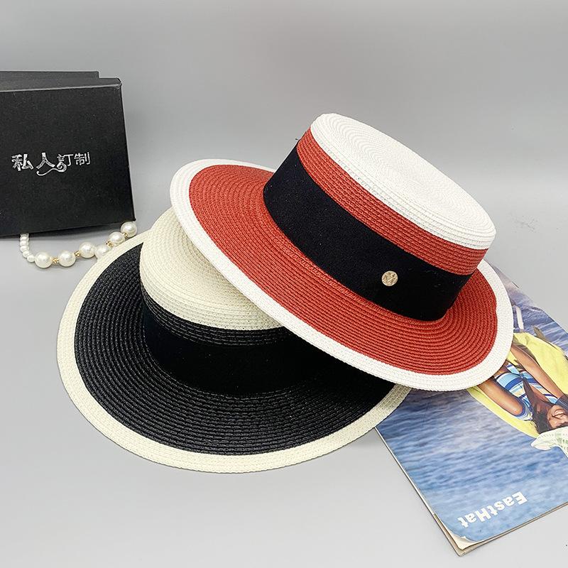 Сетчатая красная соломенная шляпа женская, летняя ретро британская шляпа с плоским цилиндром, корейское издание, маленькая пляжная шляпа свежего цвета с солнцезащитным козырьком, женская шляпа