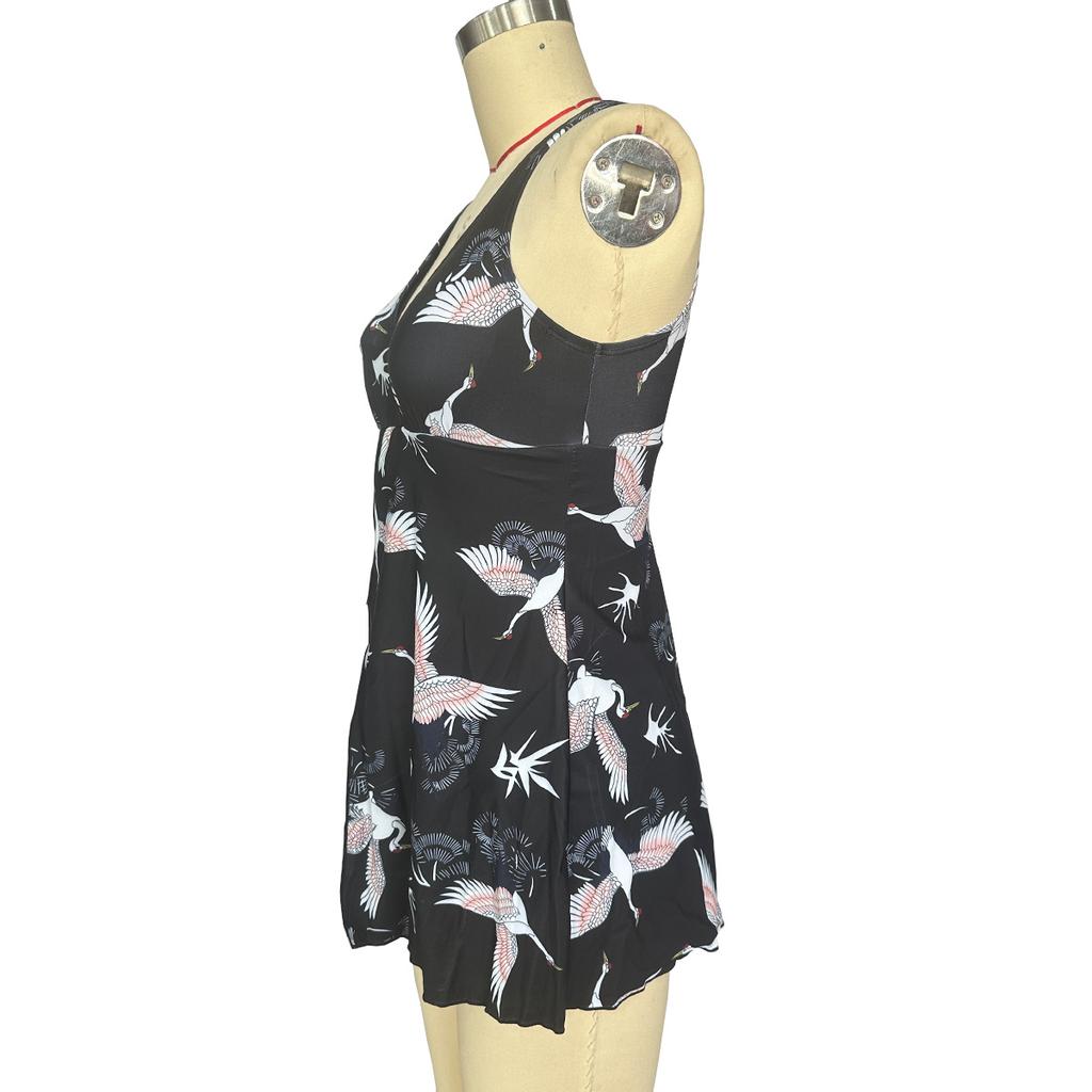 Купальник женский консервативный с принтом журавлей, сексуальное бикини, слитный купальник в европейском и американском стиле, больших размеров